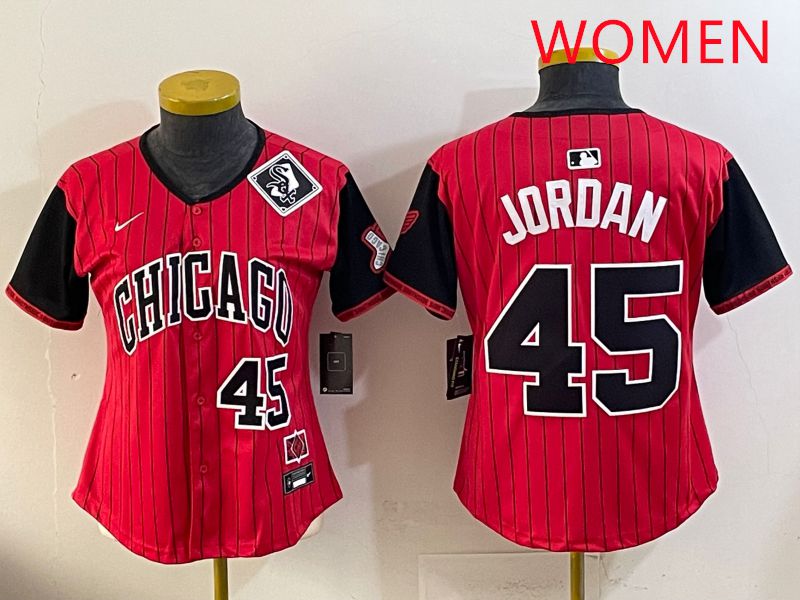 Women 2025 Chicago White Sox #45 Jordan Red Joint Name Nike MLB Jersey style 6